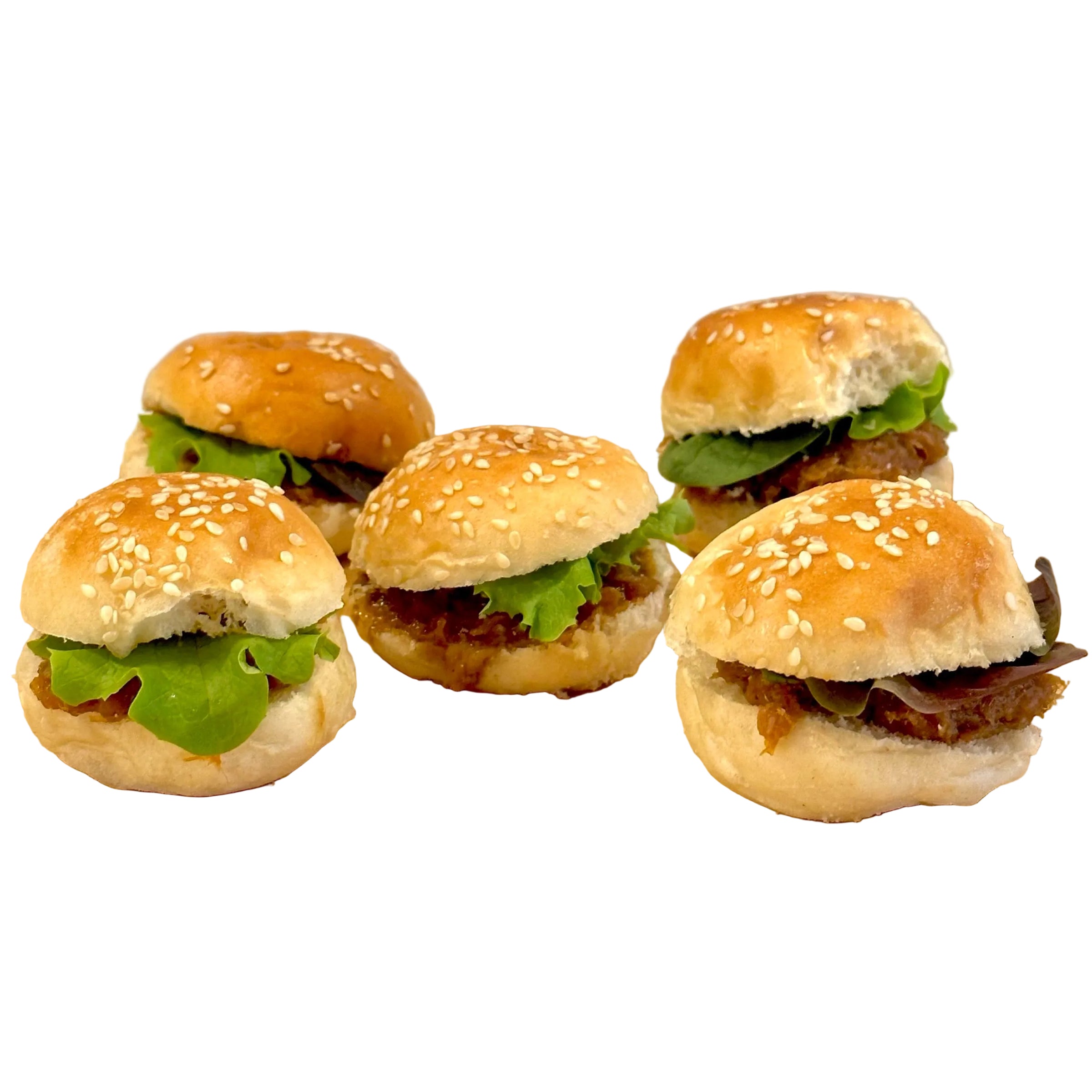 Pack de 8 mini hamburguesita de costilla barbacoa coreana y lechuga en pan brioche