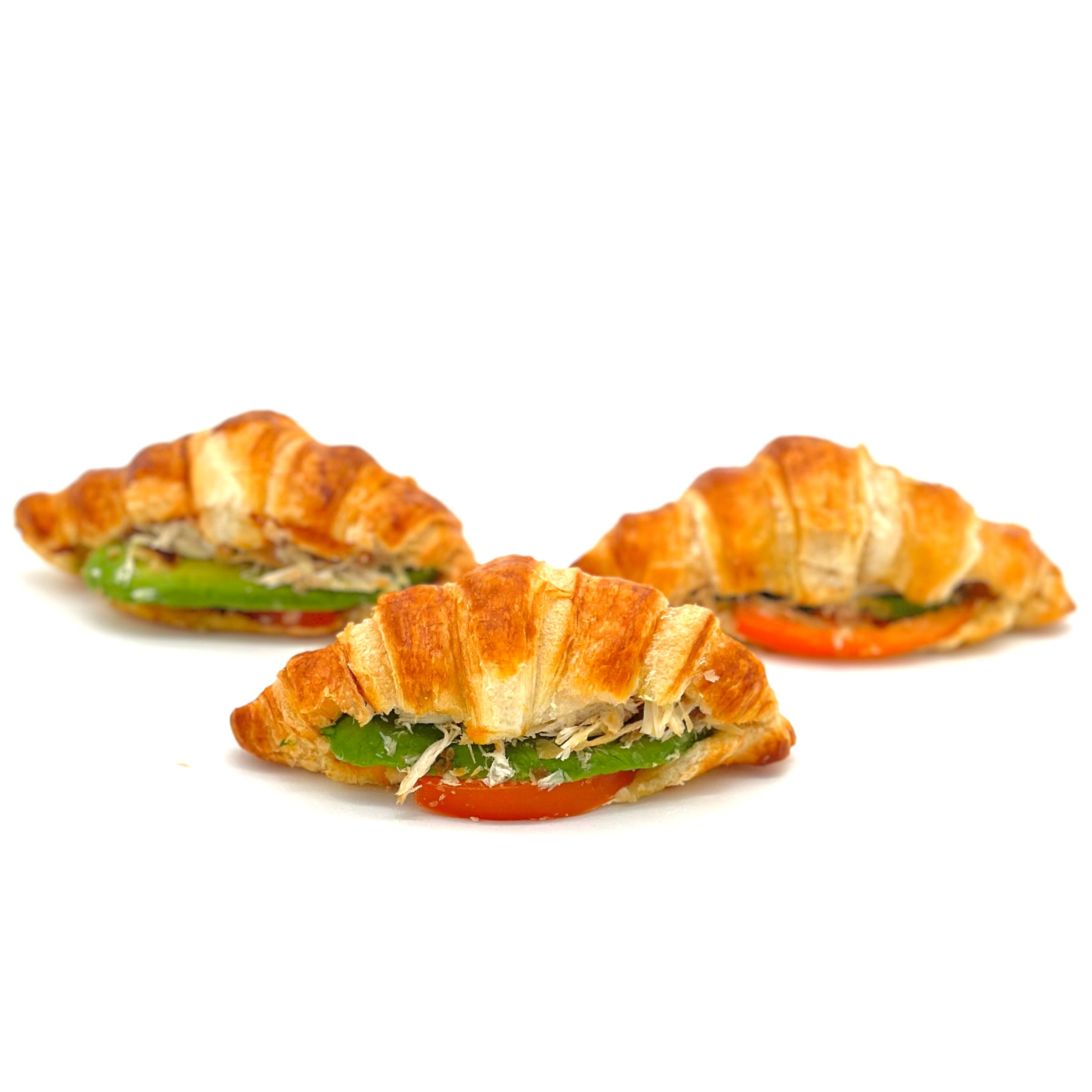 Pack de 3 mini croissants rellenos de tomate, aguacate y pollo