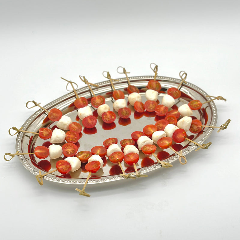 Pack de 20 mini brochetas de mini mozzarella y tomates cherry