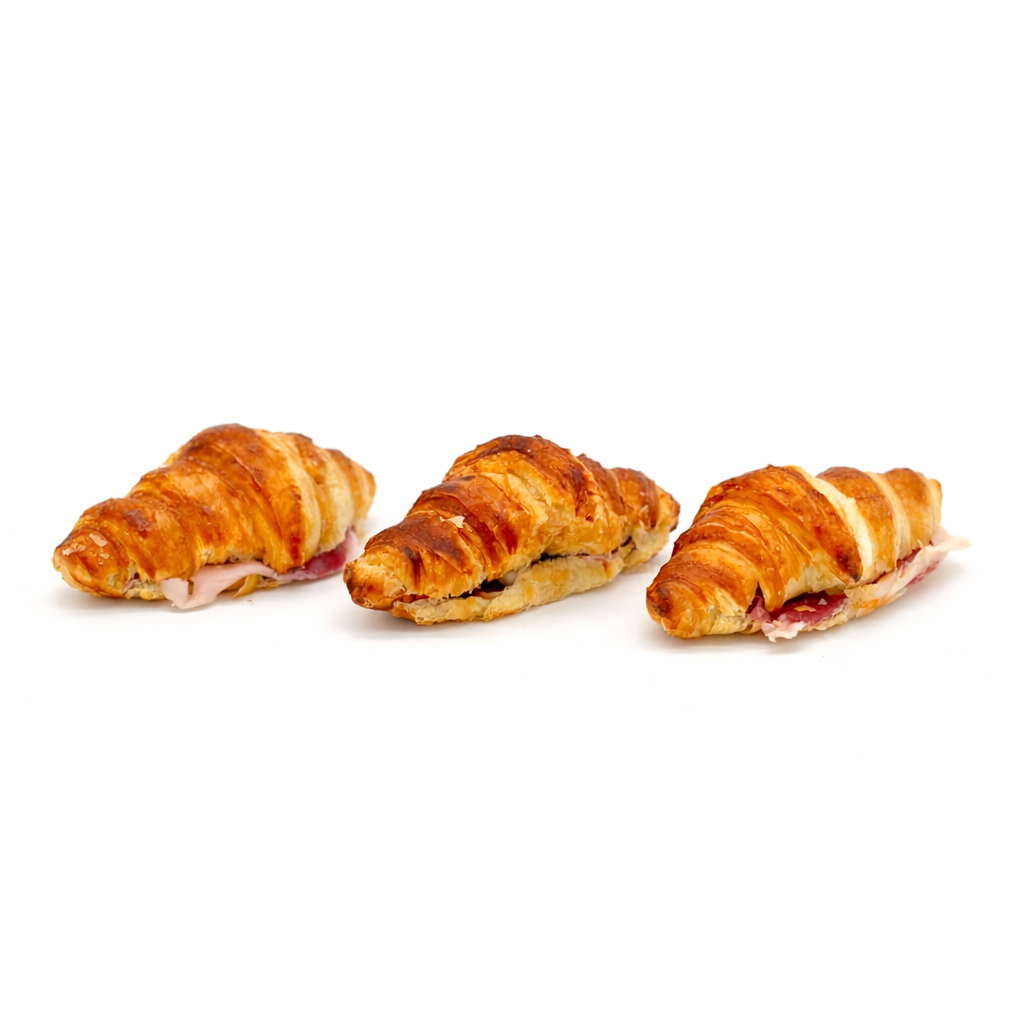 Pack de 8 mini croissants rellenos de jamón ibérico de bellota con tumaca