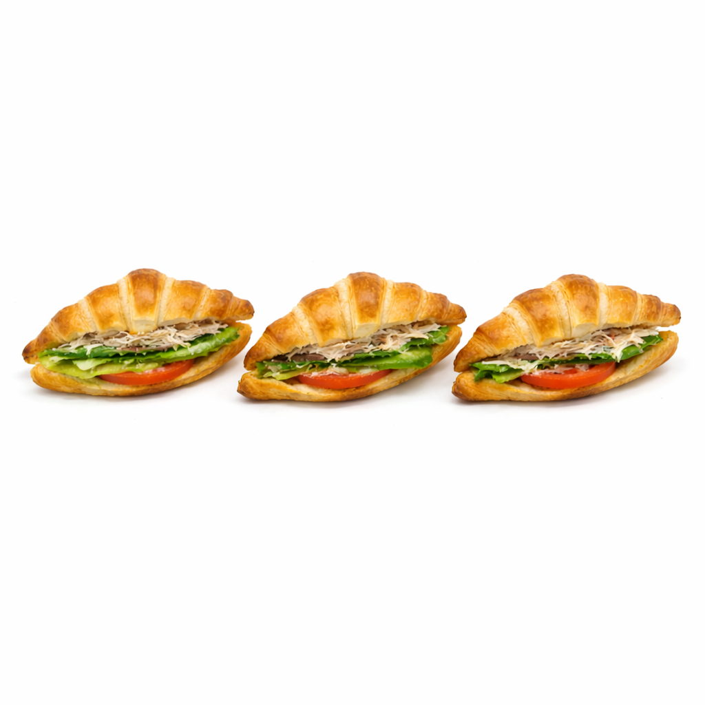 Pack de 8 mini croissants rellenos de tomate, aguacate y pollo