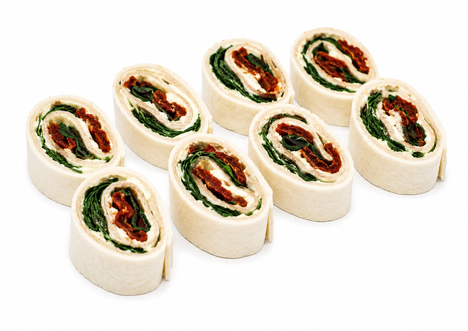 Pack de 18 mini wraps de tomate seco, espinacas y queso