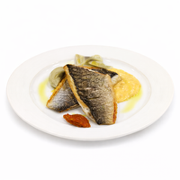 Dorada a la plancha con salsa de azafrán y patatas baby