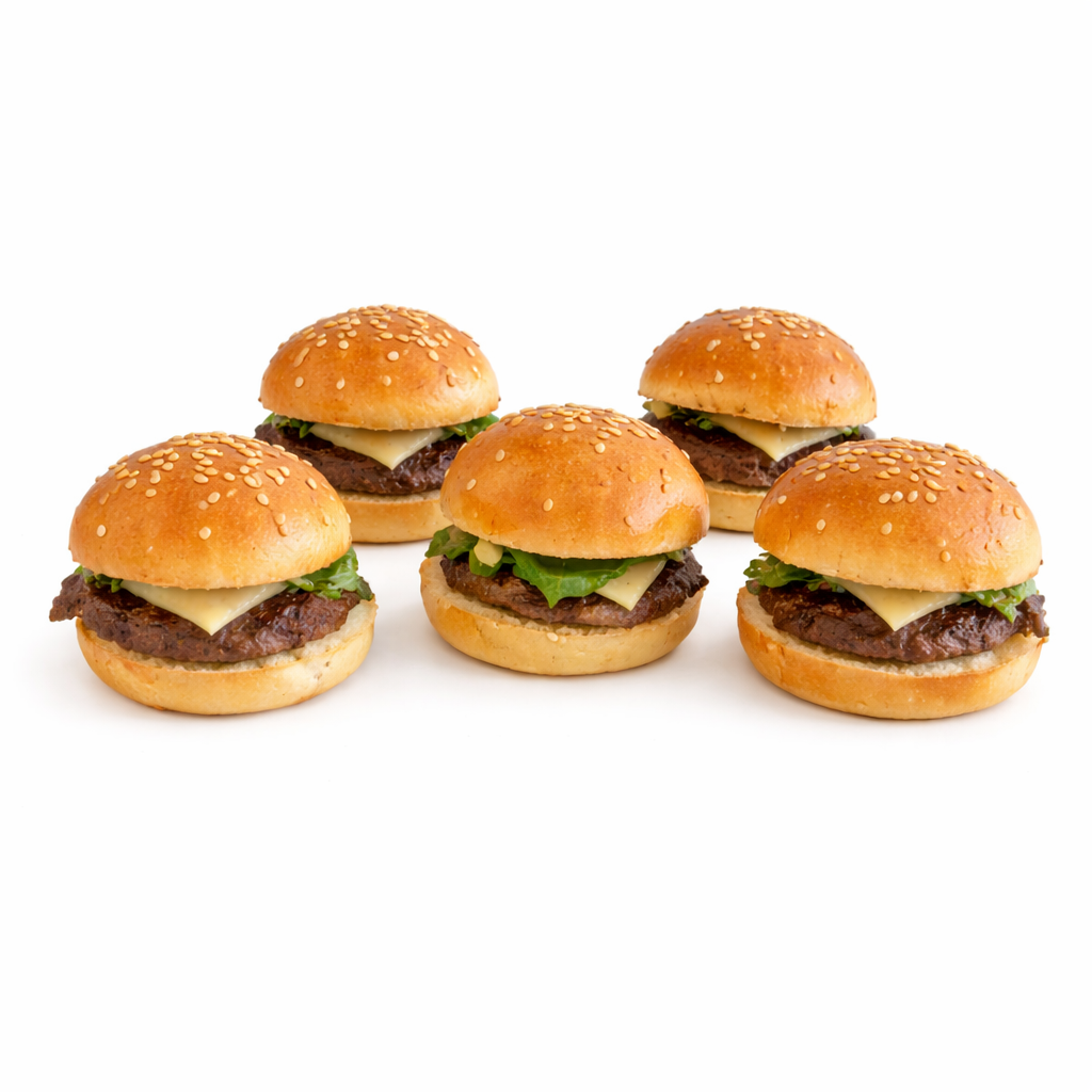 Pack 8 mini hamburguesita de brisket con cebolla caramelizada y queso gouda
