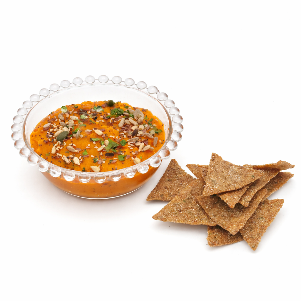 Hummus de calabaza asada, miso y cilantro con tostas